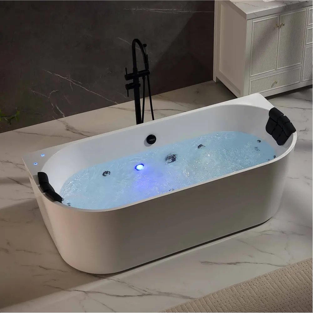 71" Acrylic Freestanding Whirlpool Bathtub with Center Drain