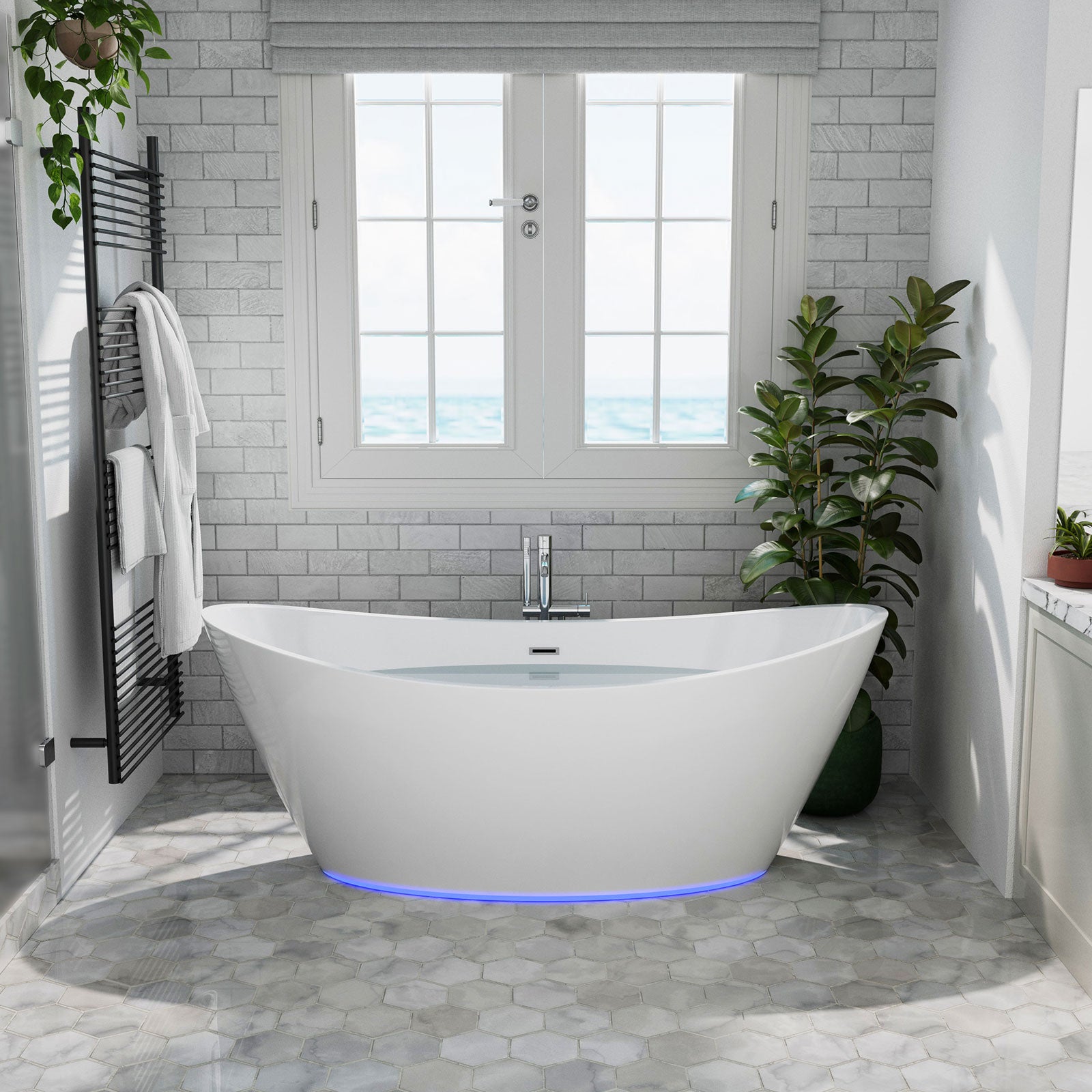 Empava-67FT1518LED 67 in. Soaking Freestanding Bathtub-4