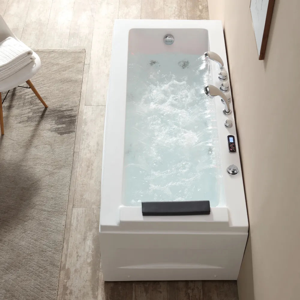 67" Alcove Combination Massage Inline Heater LED Tub with Left Drain