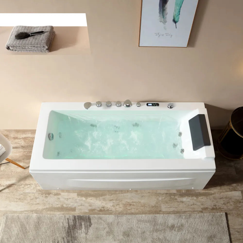 67" Alcove Combination Massage Inline Heater LED Tub with Left Drain