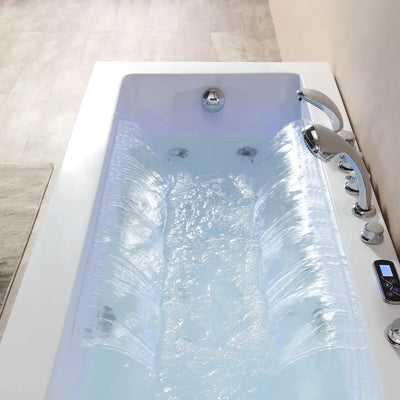 whirlpool bath tub with left drain dual massage Empava-67JT351LED with waterfall