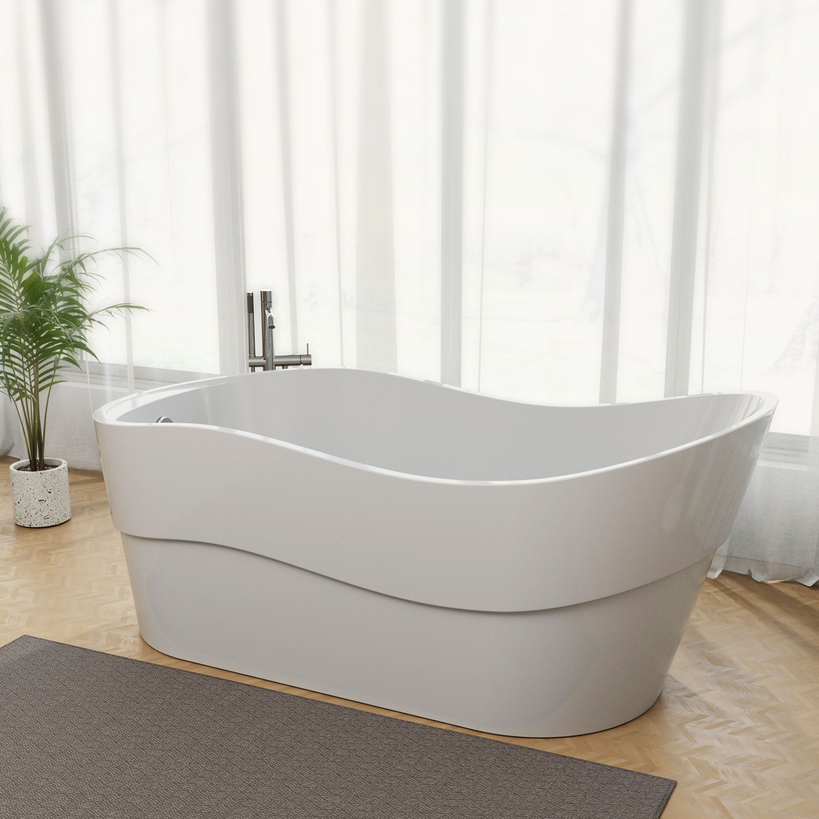 67 inch Freestanding Soaking Bathtub