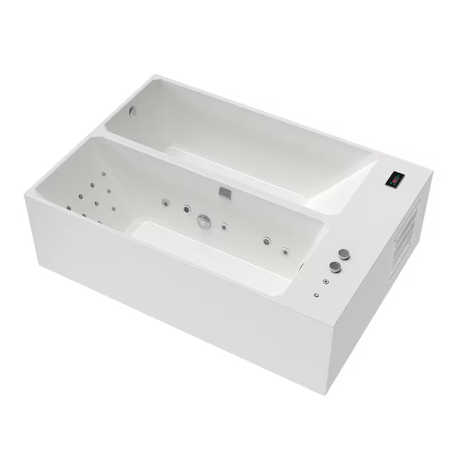 Empava Cold bath 55.12-in x 78.74-in White Acrylic Rectangle Alcove Whirlpool Tub with Drain ( Reversible Drain )