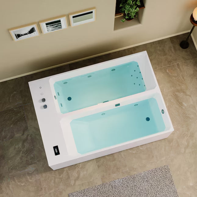 Empava Cold bath 55.12-in x 78.74-in White Acrylic Rectangle Alcove Whirlpool Tub with Drain ( Reversible Drain )