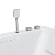 71 Inch Alcove Massage Inline Heater 2-Person LED Tub With Left Drain