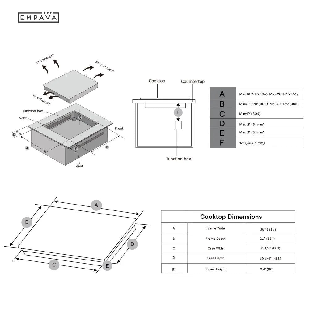 Table de cuisson à induction électrique encastrable Empava de 36 pouces
