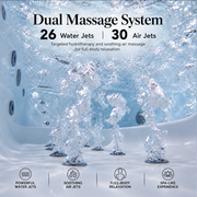 71 Inch Alcove Massage Inline Heater 2-Person LED Tub With Left Drain