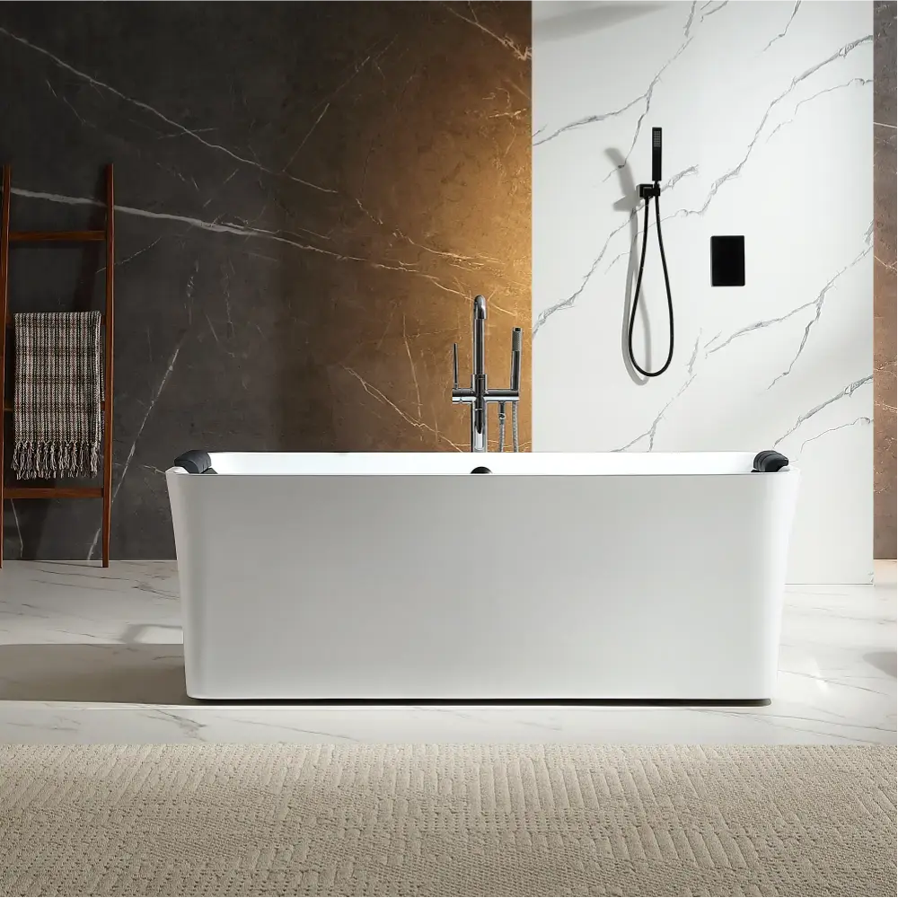 67" Acrylic Freestanding Whirlpool Bathtub with Center Drain