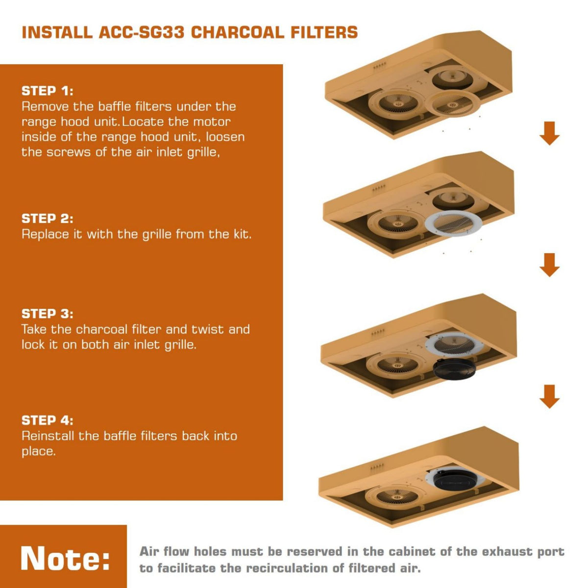 Empava Replacement Charcoal Filters for Ductless Range Hoods 30RH01 & 36RH02 (2-Pack)