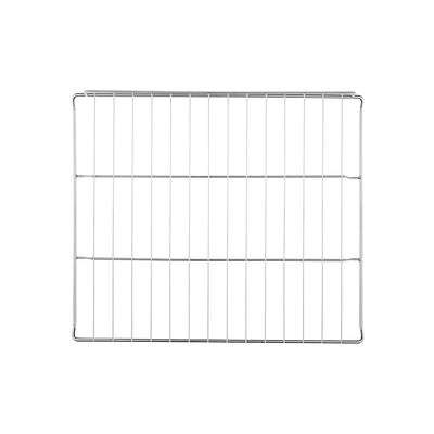 The Empava 24 Inch Wall Oven Rack is a rectangular metal wire rack, featuring evenly spaced parallel bars with two horizontal support bars, likely intended for use in an oven or toaster. It boasts a simple and functional design ideal for holding items such as baking trays or cookware.