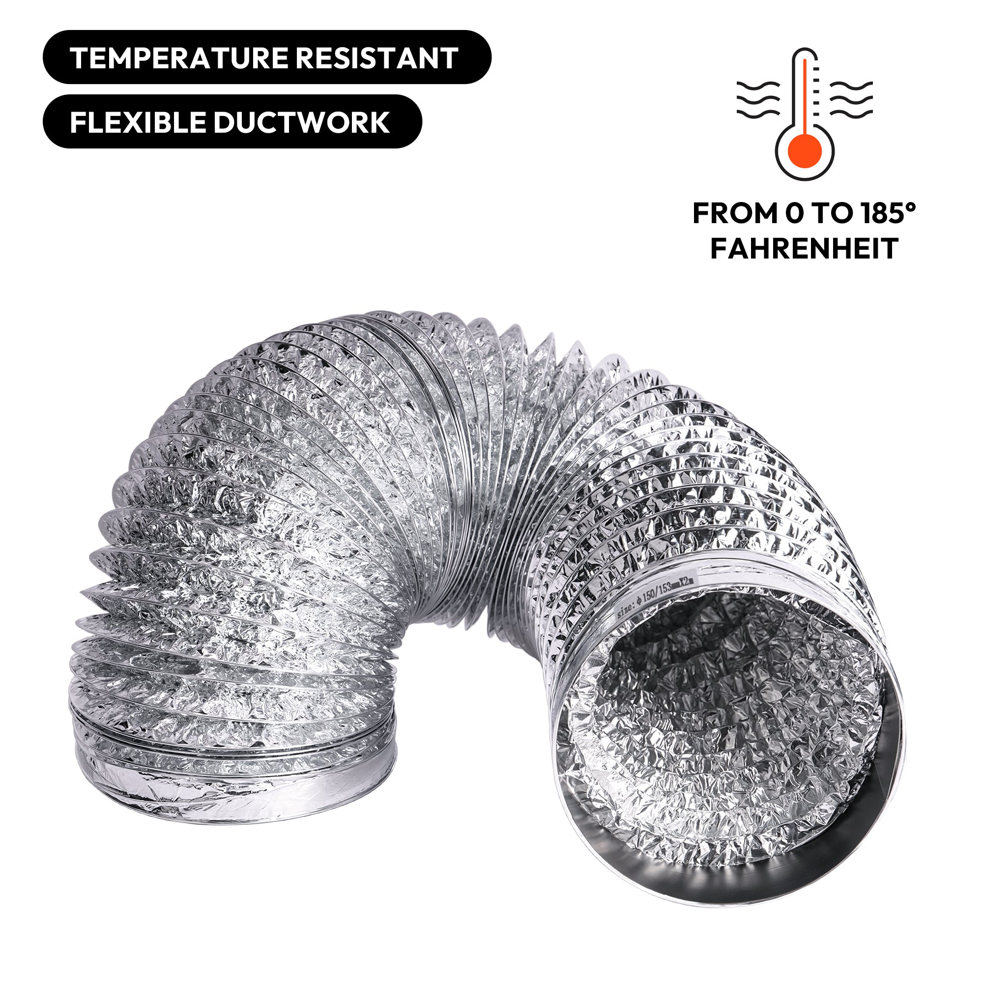 Empava 6 inch x 6.5-Foot Flexible Aluminum Air Duct Vent Hose
