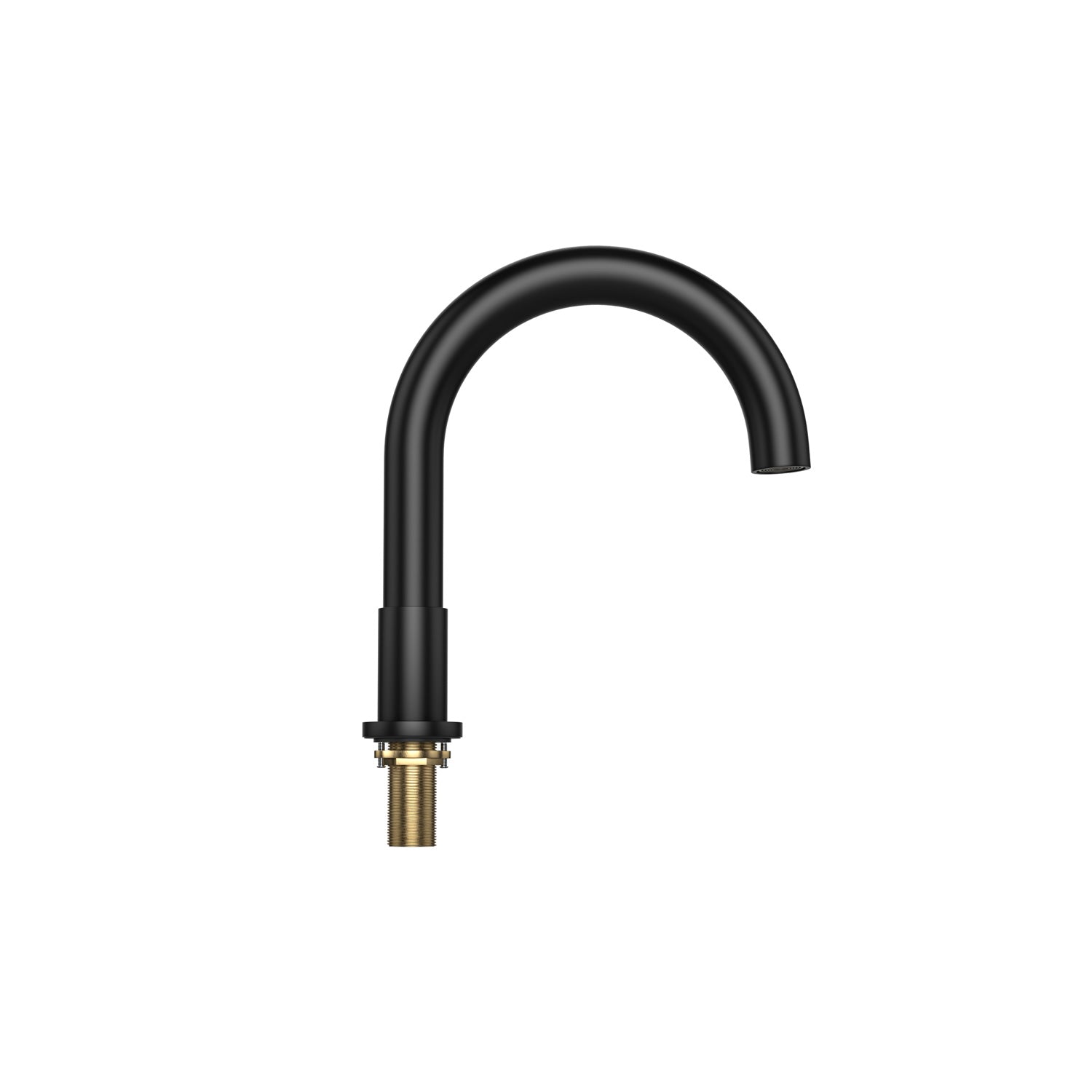 The Bathtub Faucet Fixtures for AIS Series Whirlpool Spa Tubs boast a sleek, black, high-arc spout with a rounded design and visible connection hardware at the bottom. Its minimalist look features a smooth, matte finish, providing a modern aesthetic that complements Empava kitchens perfectly.