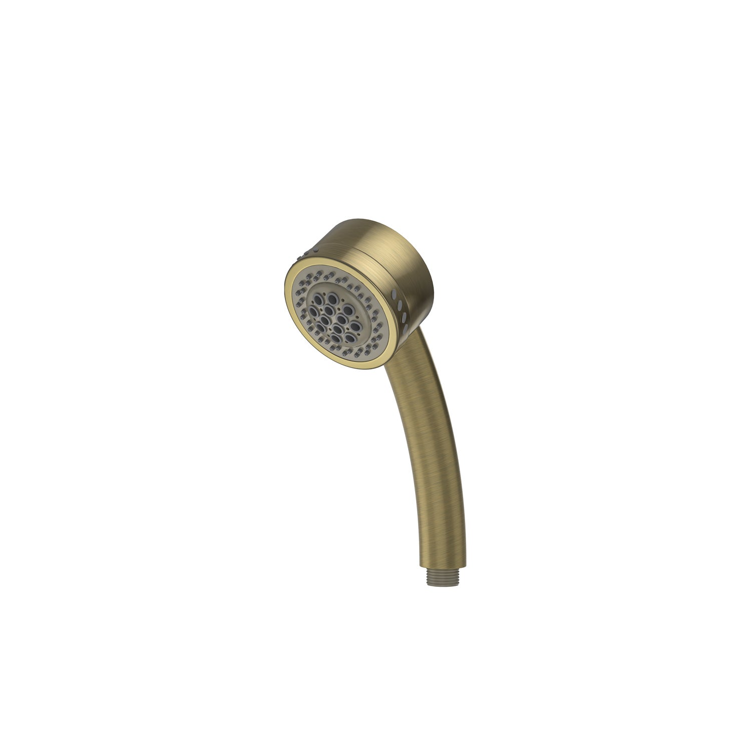 A close-up image of a Bathtub Faucet Fixture for AIS Series Whirlpool Spa Tubs by Empava, showcasing its handheld shower head with a brushed brass finish. The shower head features multiple small spray nozzles in the center, and the handle is slightly curved for an ergonomic grip. The water connector fitting is visible at the bottom of the handle.