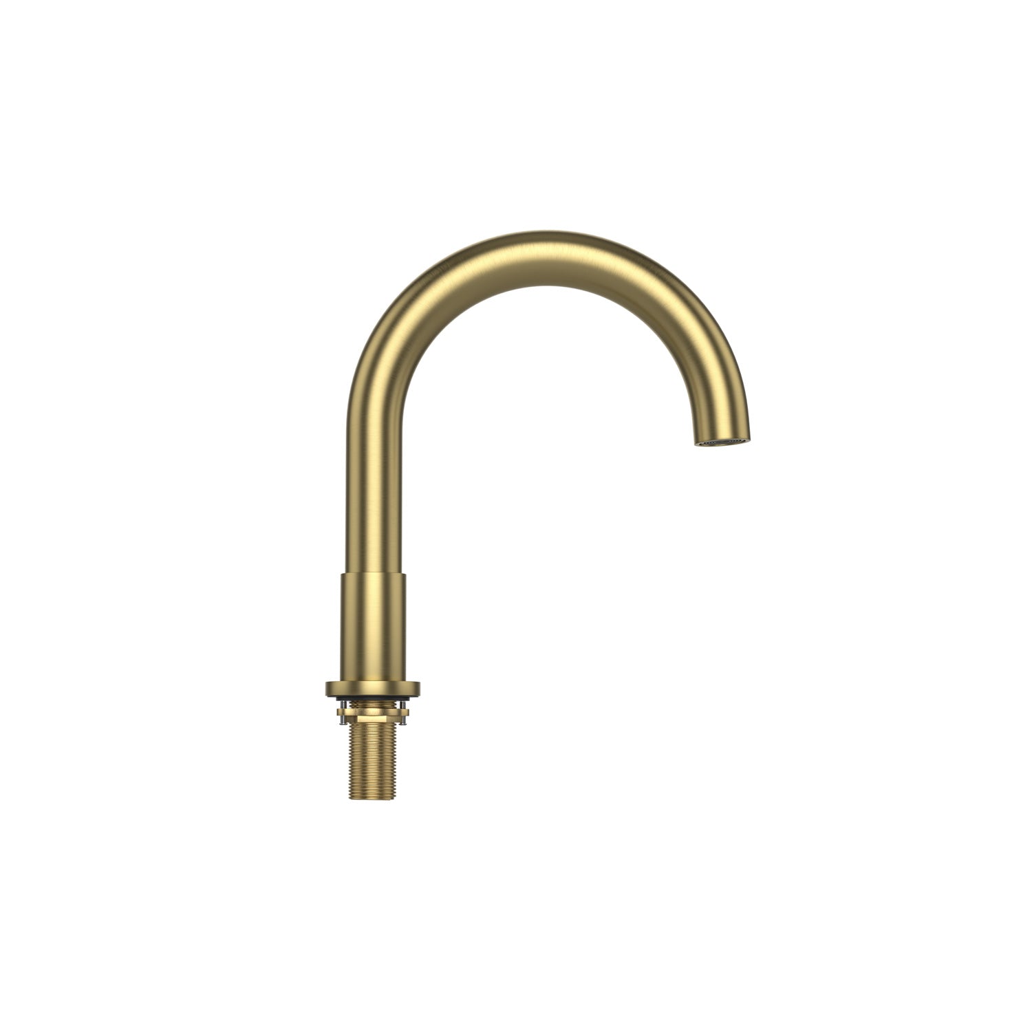 Introducing the Bathtub Faucet Fixtures For AIS Series Whirlpool Spa Tubs: a polished brass spout with a curved design, featuring a tall, smooth arch and a threaded base for easy installation. The sleek finish provides a modern and elegant appearance, making it perfect for contemporary bathroom or kitchen settings. Compatible with Empava fixtures.
