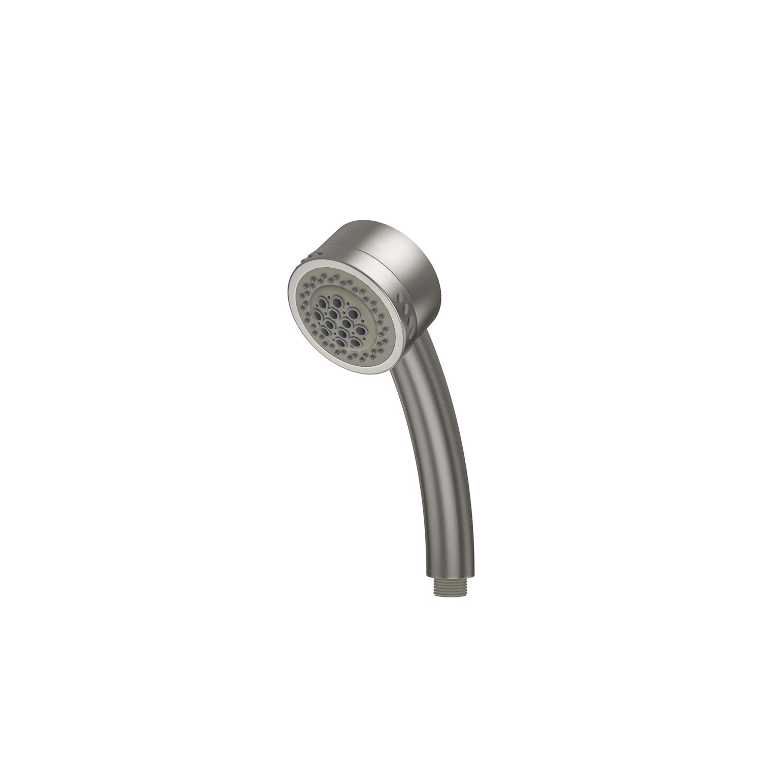 The Bathtub Faucet Fixtures for AIS Series Whirlpool Spa Tubs by Empava feature a sleek, curved metallic handheld showerhead with multiple spray nozzles on the front. The threaded end is visible at the back. The showerhead is isolated on a plain white background.