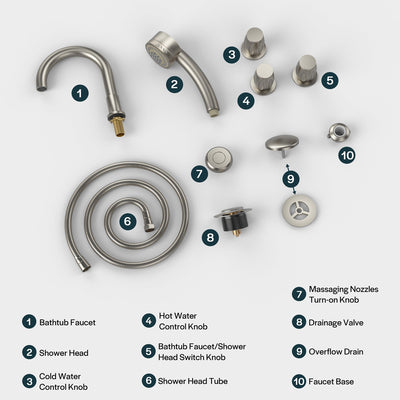 Bathtub Faucet Fixtures For AIS Series Whirlpool Spa Tubs Brushed Nickel Fixture-6