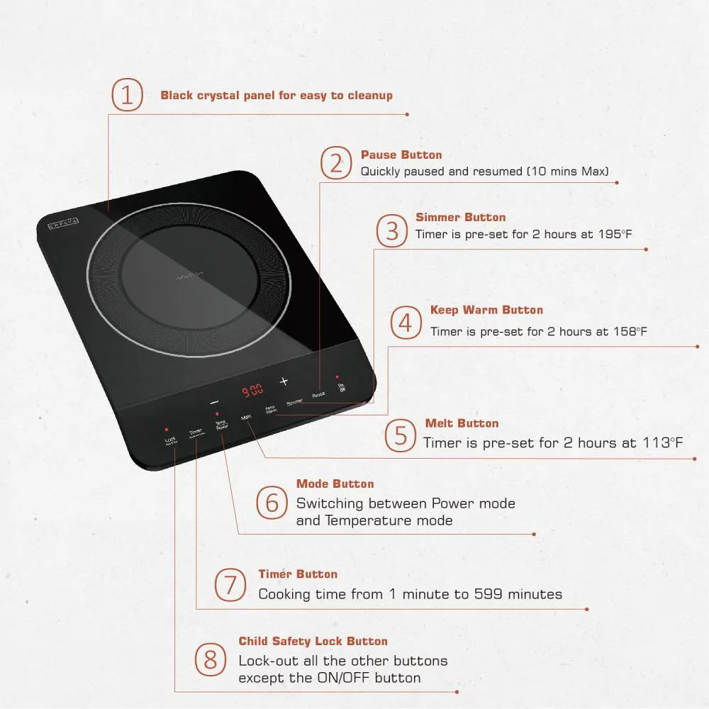 Table de cuisson à induction portable Empava 11 pouces 1 brûleur noir