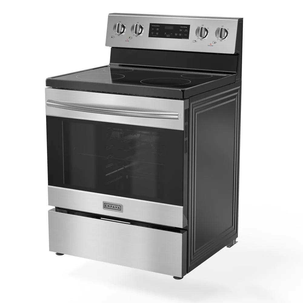 Empava 30 Inch 4 Element Radiant Electric Slide-In Range with Glass Top
