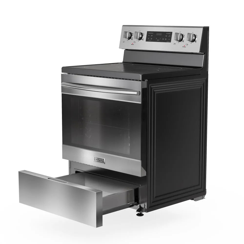 Empava 30 Inch 4 Element Radiant Electric Slide-In Range with Glass Top