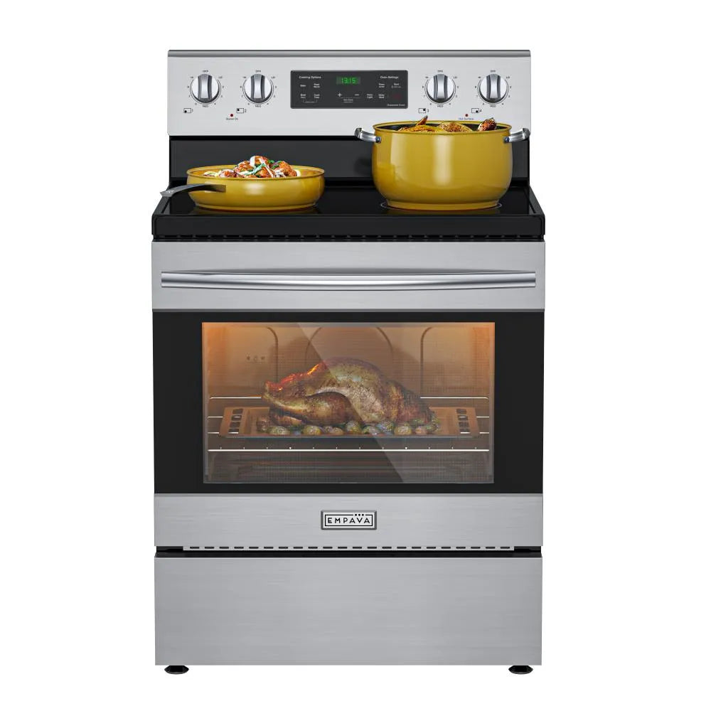 Empava 30 Inch 4 Element Radiant Electric Slide-In Range with Glass Top