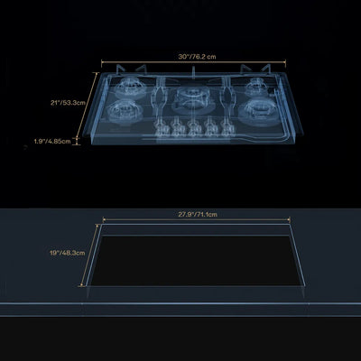 EMPV-30GC21-GX stainless steel gas stove cooktop size chart