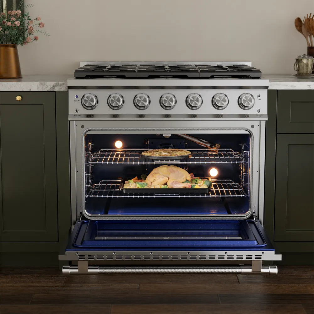 Empava 36 Inch 6 Burner Convection Oven Slide-In Gas Range