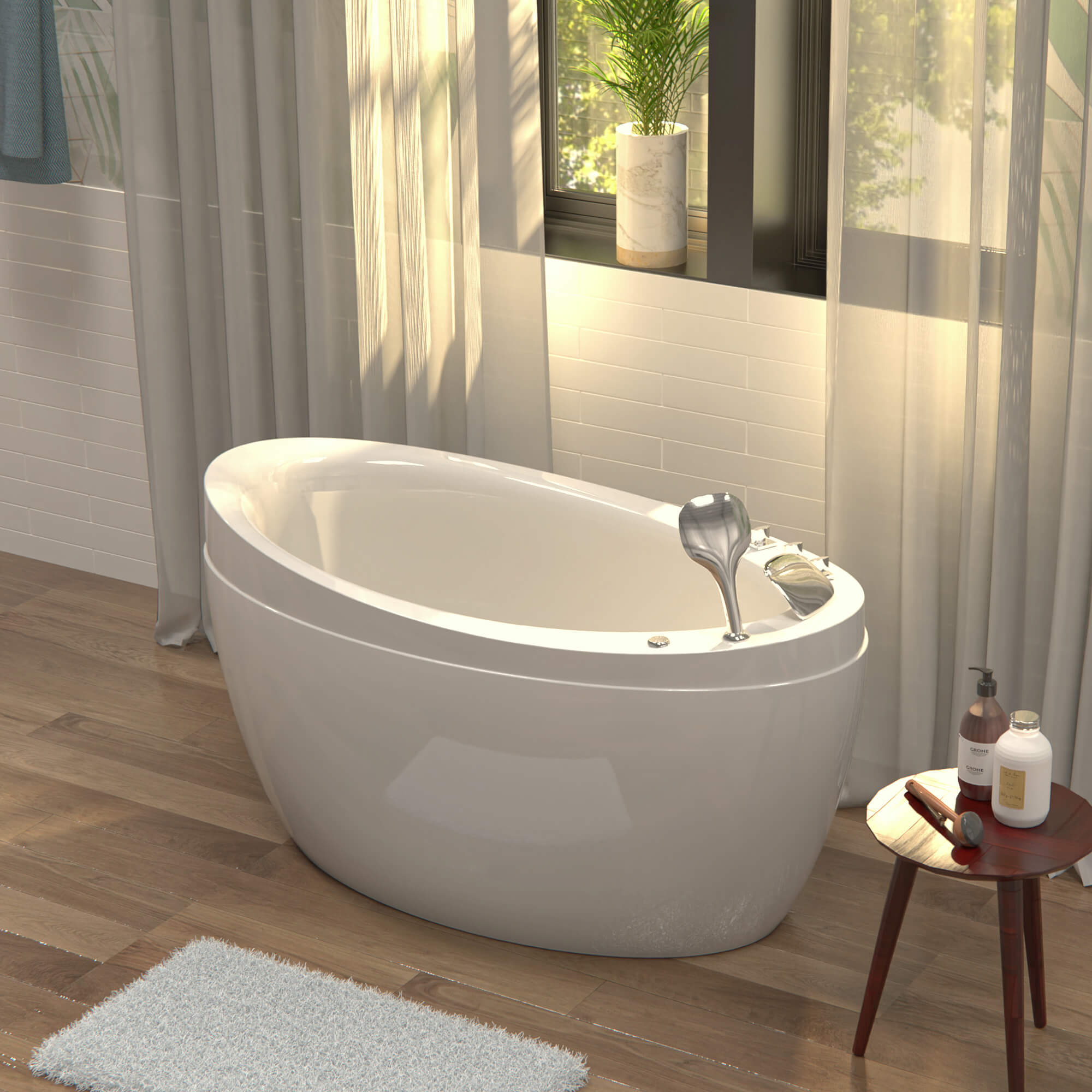 EMPV-48JT011-48" Freestanding Japanese-Style Air Massage Bathtub with Reversible Drain-2