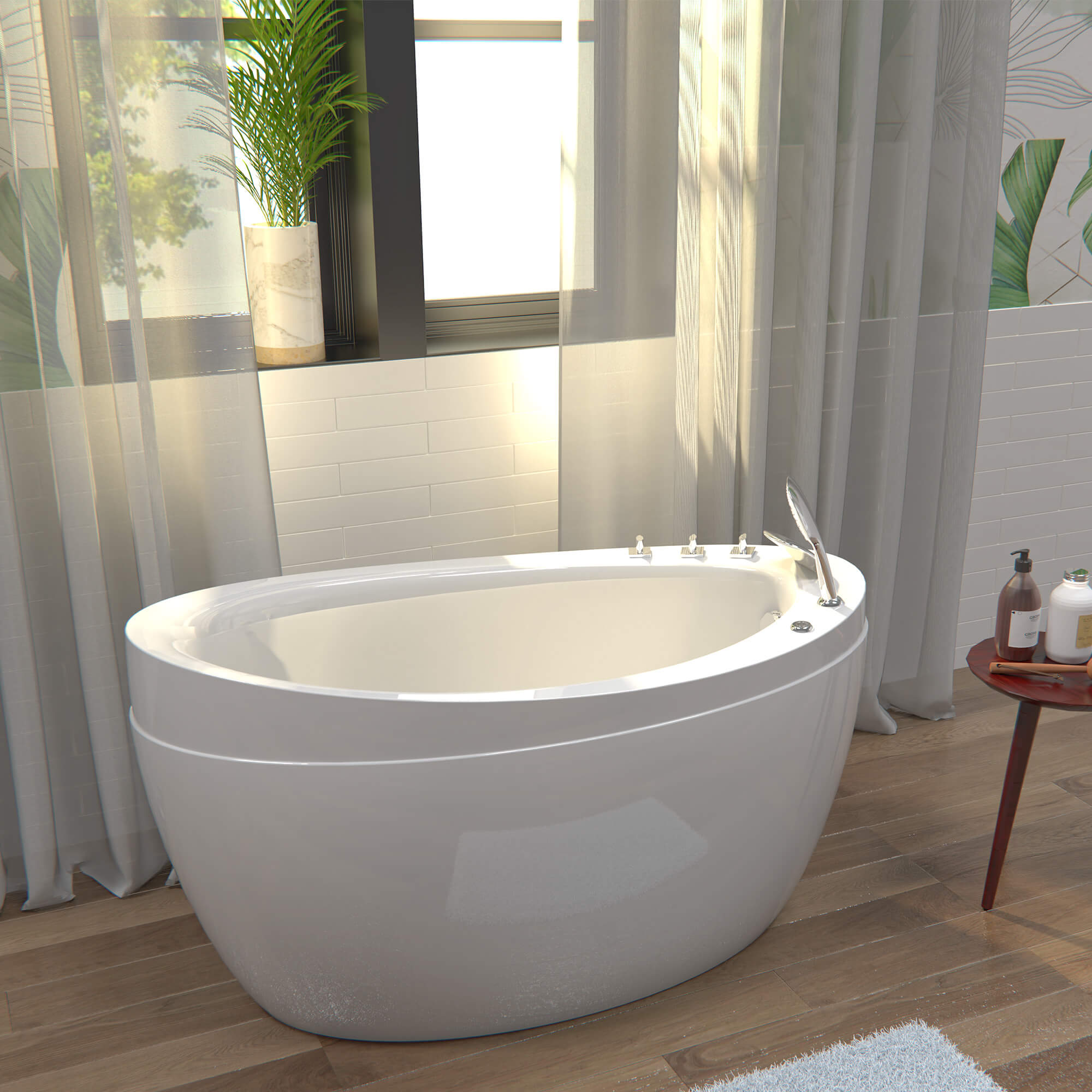 EMPV-48JT011-48" Freestanding Japanese-Style Air Massage Bathtub with Reversible Drain-3