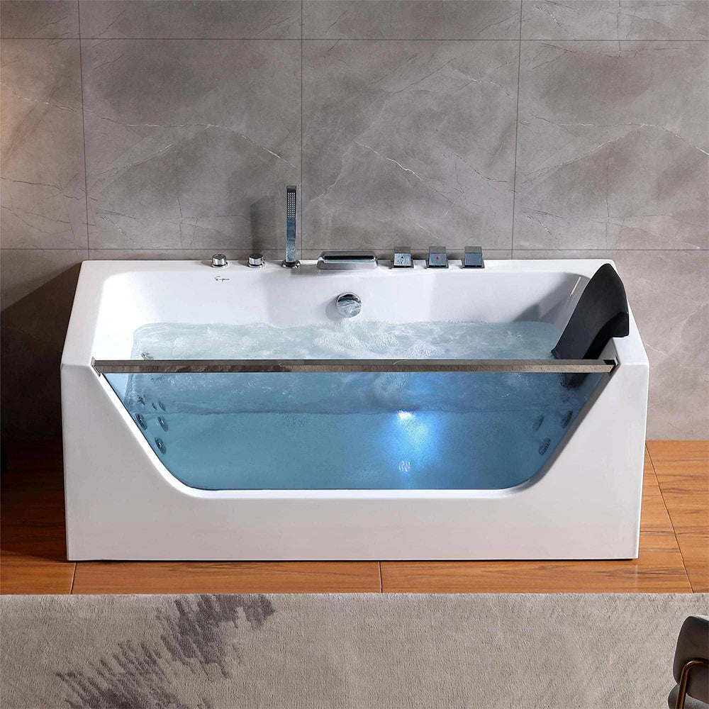 EMPV-59JT408LED-59" Alcove LED Whirlpool Bathtub with Center Drain-3