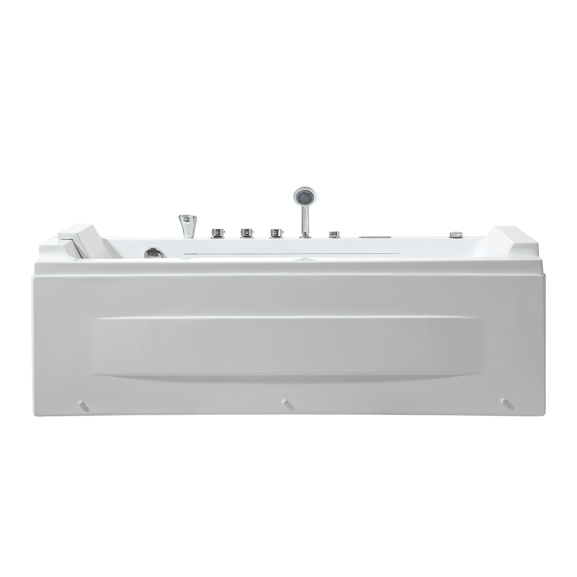 Empava 71" Alcove Whirlpool Air Combination Jetted Bathtub with Inline Heater & Waterfall