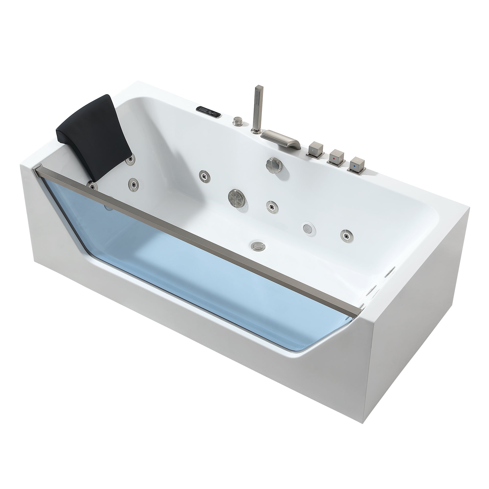 Empava 71" Alcove Whirlpool Jetted Bathtub with Brushed Nickel Hardware