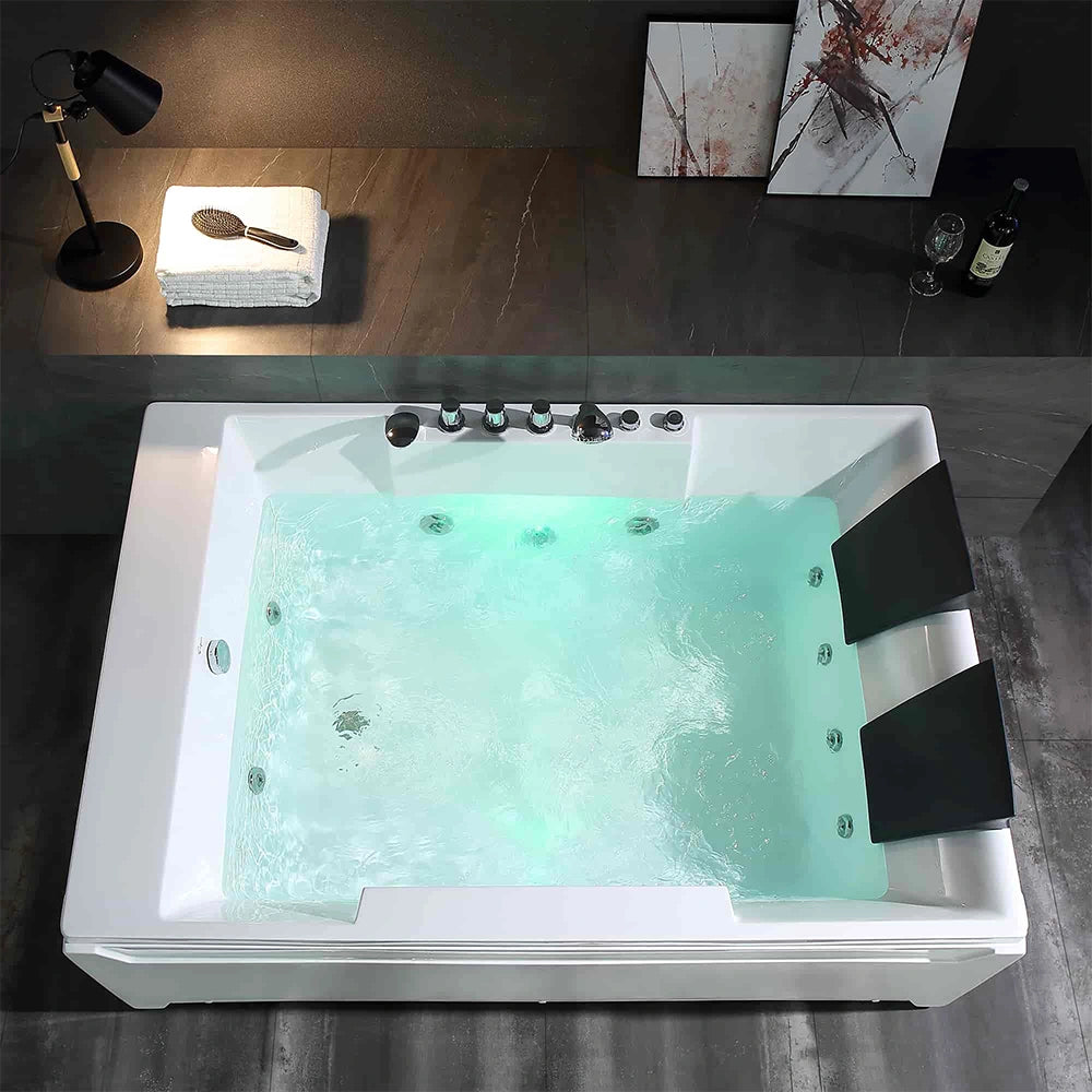 EMPV-72JT367LED-72" Alcove Whirlpool LED Bathtub for 2 Persons with Left Drain-2