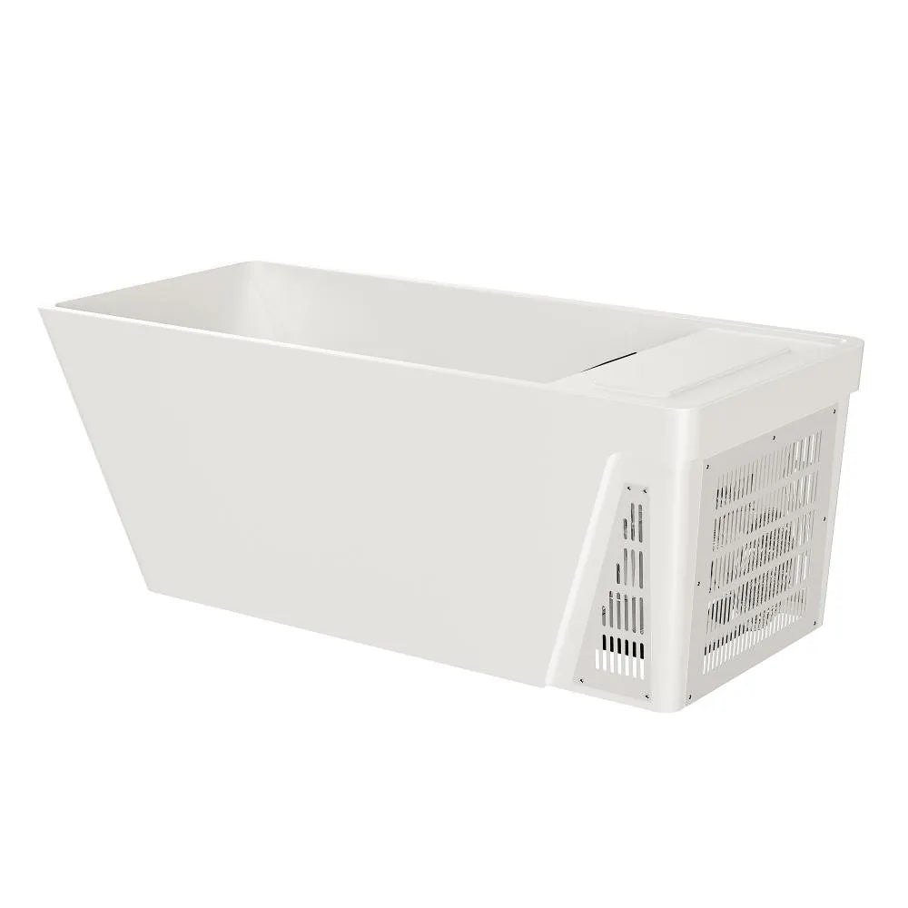 79" Cold bath White Acrylic Rectangle Freestanding Soaking Bathtub with Right Drain
