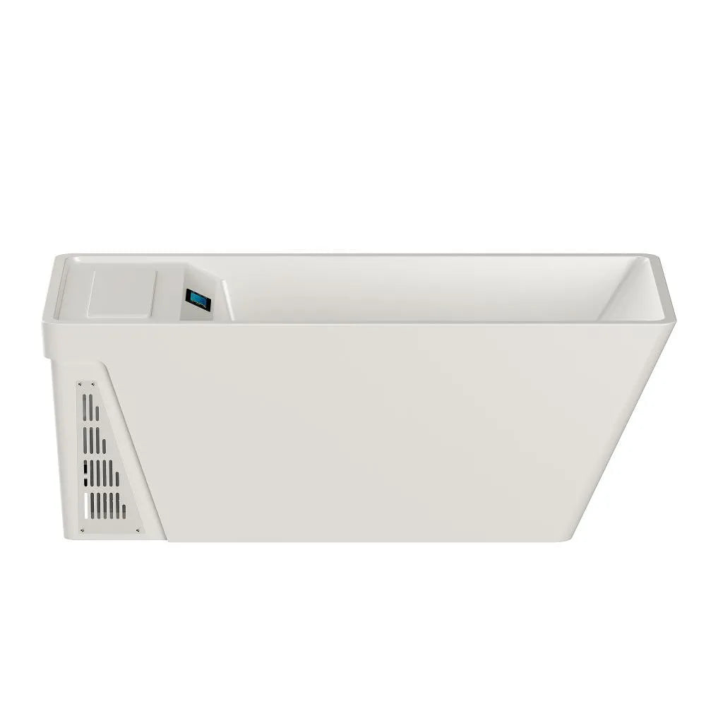 79" Cold bath White Acrylic Rectangle Freestanding Soaking Bathtub with Right Drain