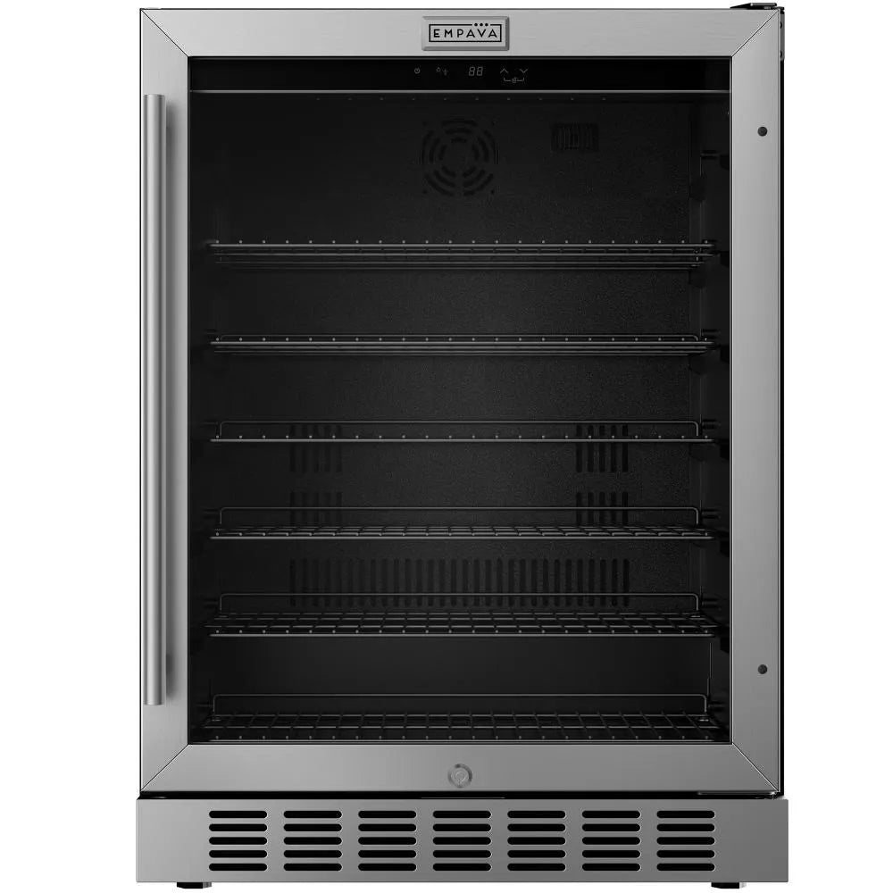 Empava 24 Inch Beverage Refrigerator with Glass Door 140 Cans