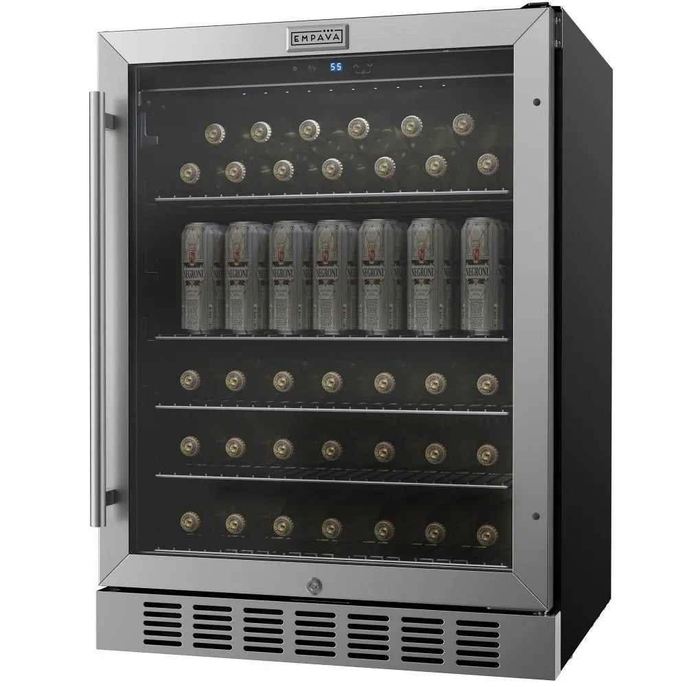 Empava 24 Inch Beverage Refrigerator with Glass Door 140 Cans