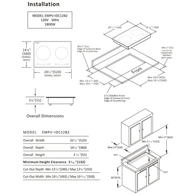 EMPV-IDC12B2-Empava_12_In._Induction_Cooktop_with_2_burners-size-chart