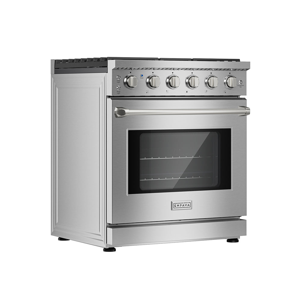 Empava 30 Inch Pro Style Slide in Single Oven Gas Range 30GR10 left side view