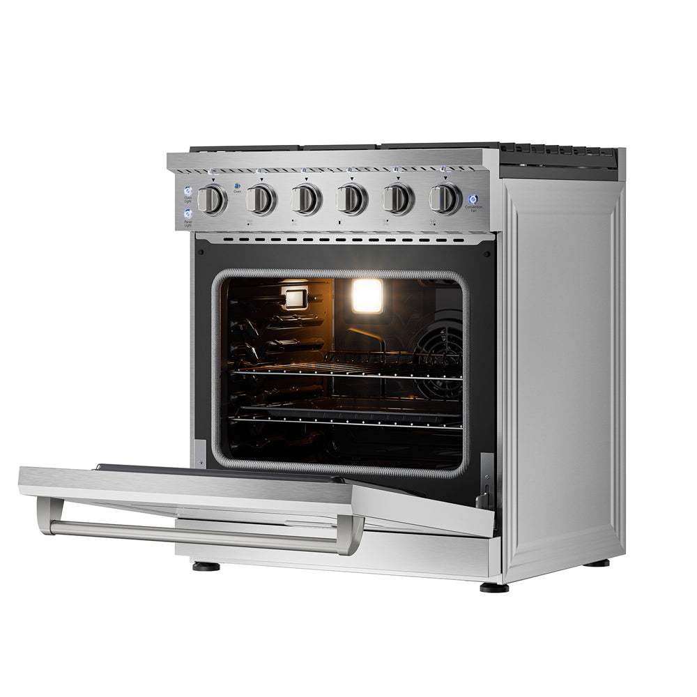 Empava 30 Inch Pro Style Slide in Single Oven Gas Range 30GR10 right inside view