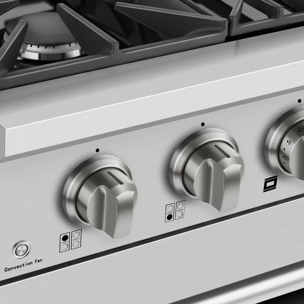 Empava 30 inch Pro Style Slide In Single Oven Gas Range 30GR07 button detail view