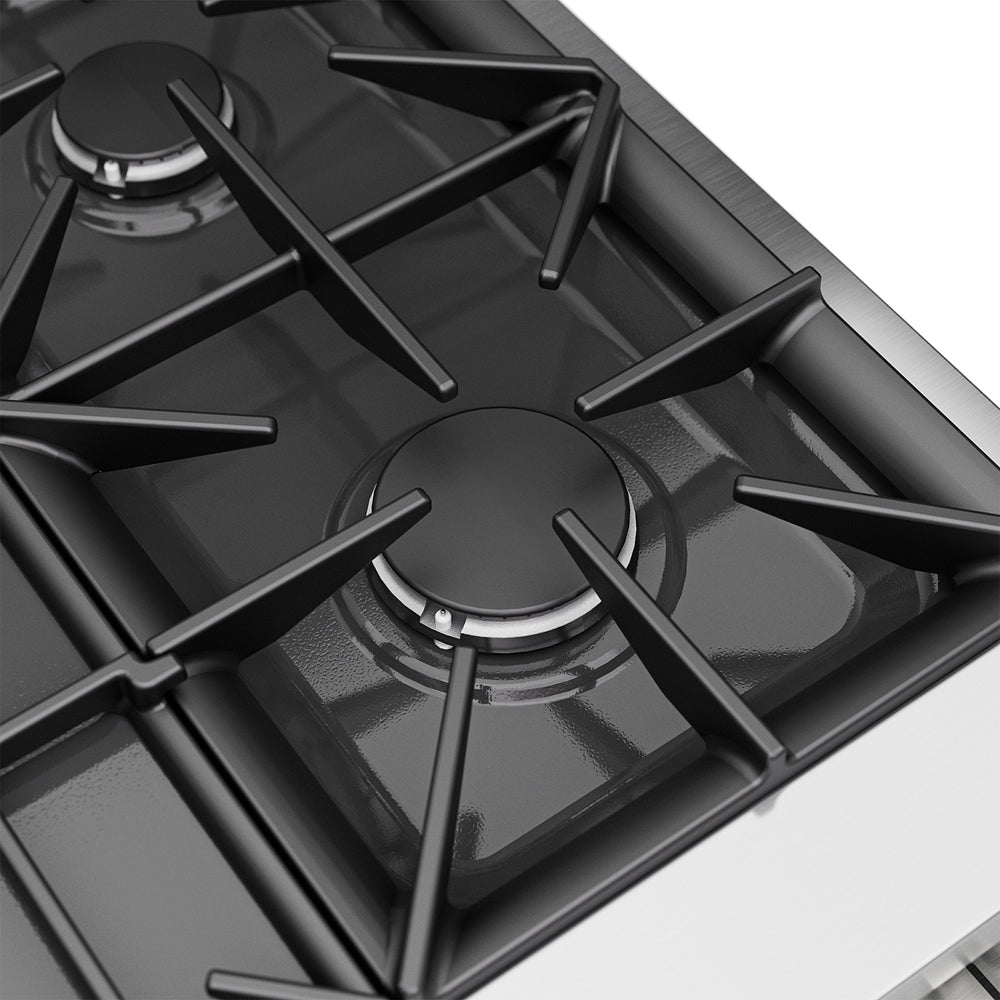 Empava 30 inch Pro Style Slide In Single Oven Gas Range 30GR07 cooktop details view