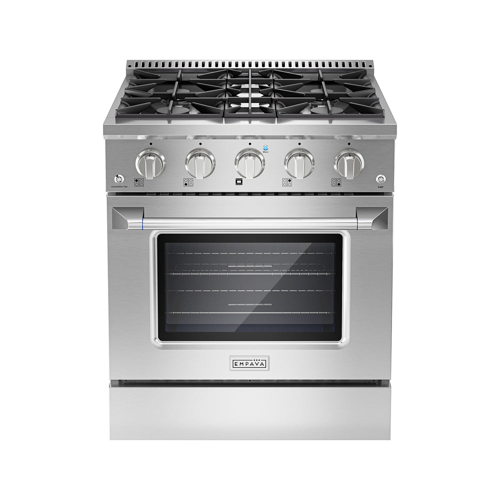 Empava 30 inch Pro Style Slide In Single Oven Gas Range 30GR07 front side view with cooktop