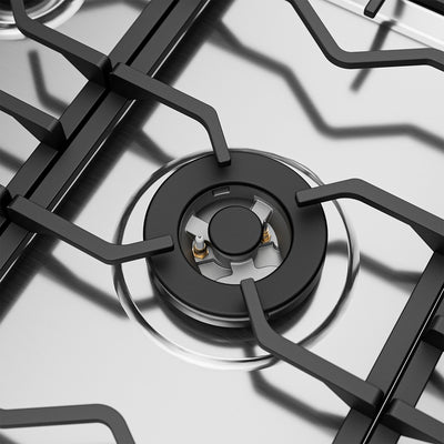 Empava 36 Inch Freestanding Range Gas Cooktop And Oven 36GR12 cooktop burners detail view