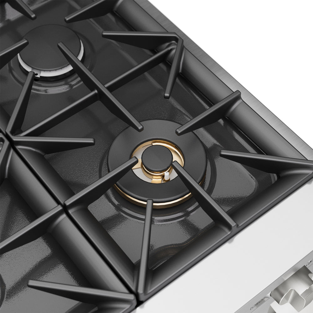 Empava 36 Inch Pro Style Slide In Single Oven Gas Range 36GR08 cooktop burners detail view