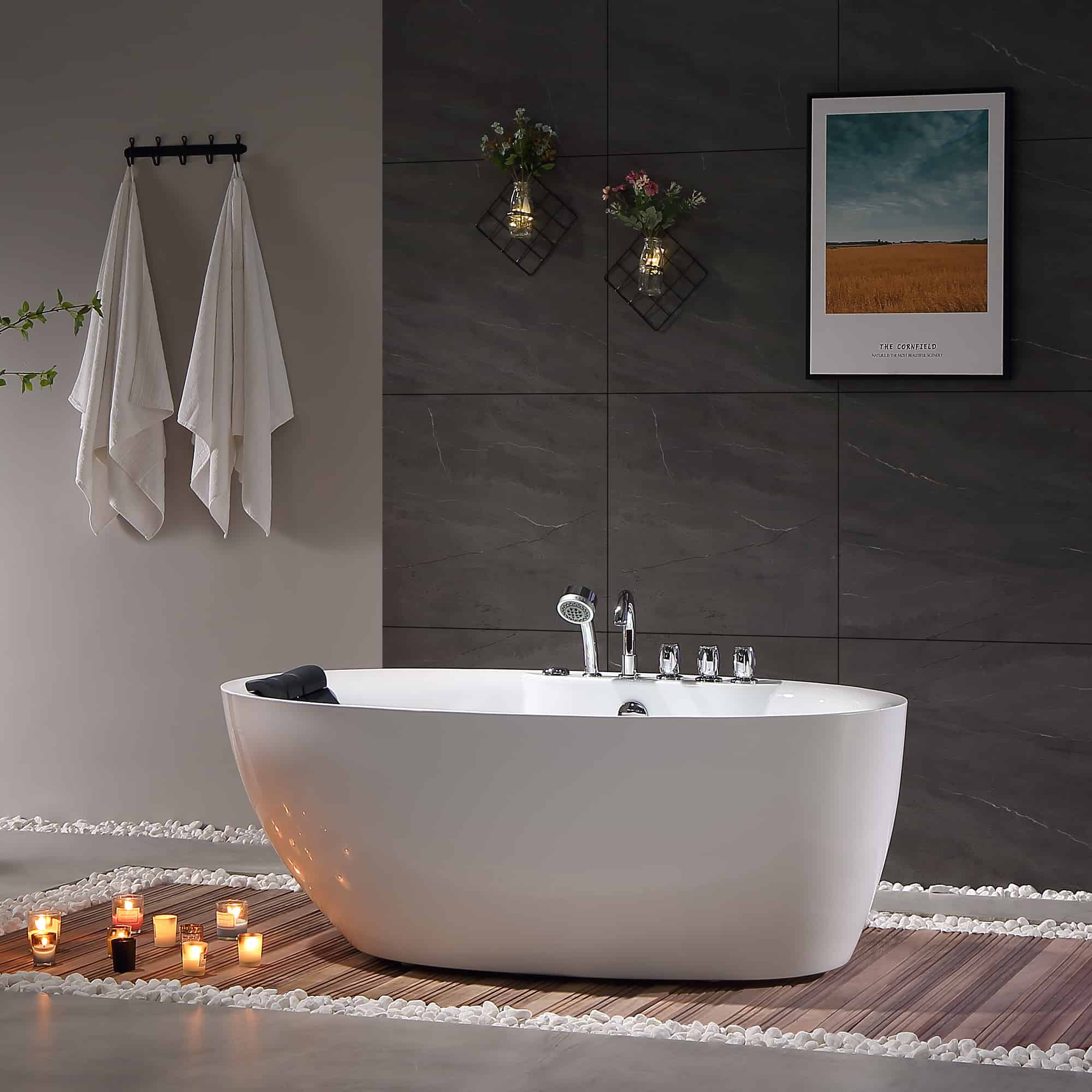 Empava-59AIS12 whirlpool acrylic freestanding oval single-ended bathtub