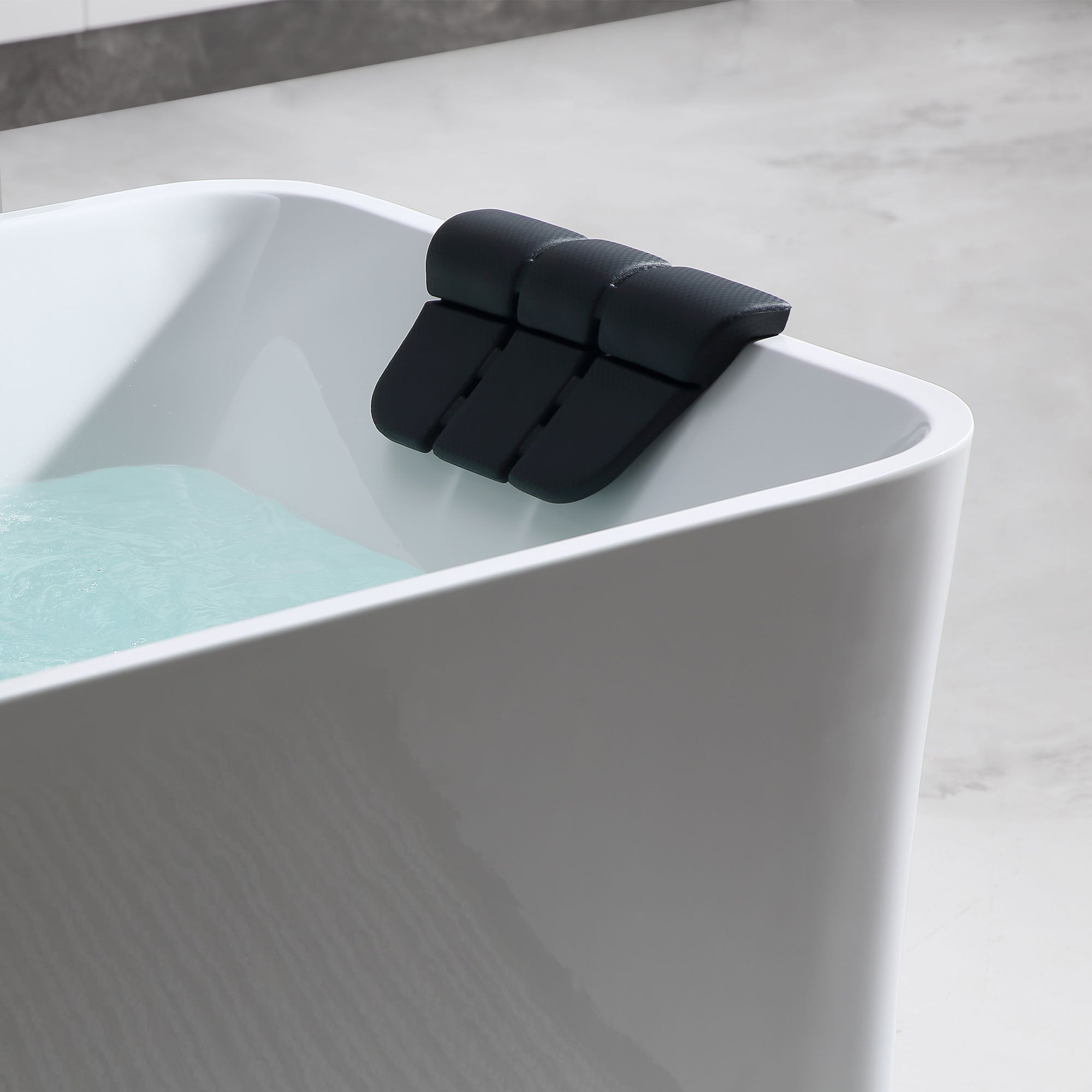 Empava-59AIS15-59" Freestanding Rectangle Whirlpool Bathtub with Center Drain-headrest