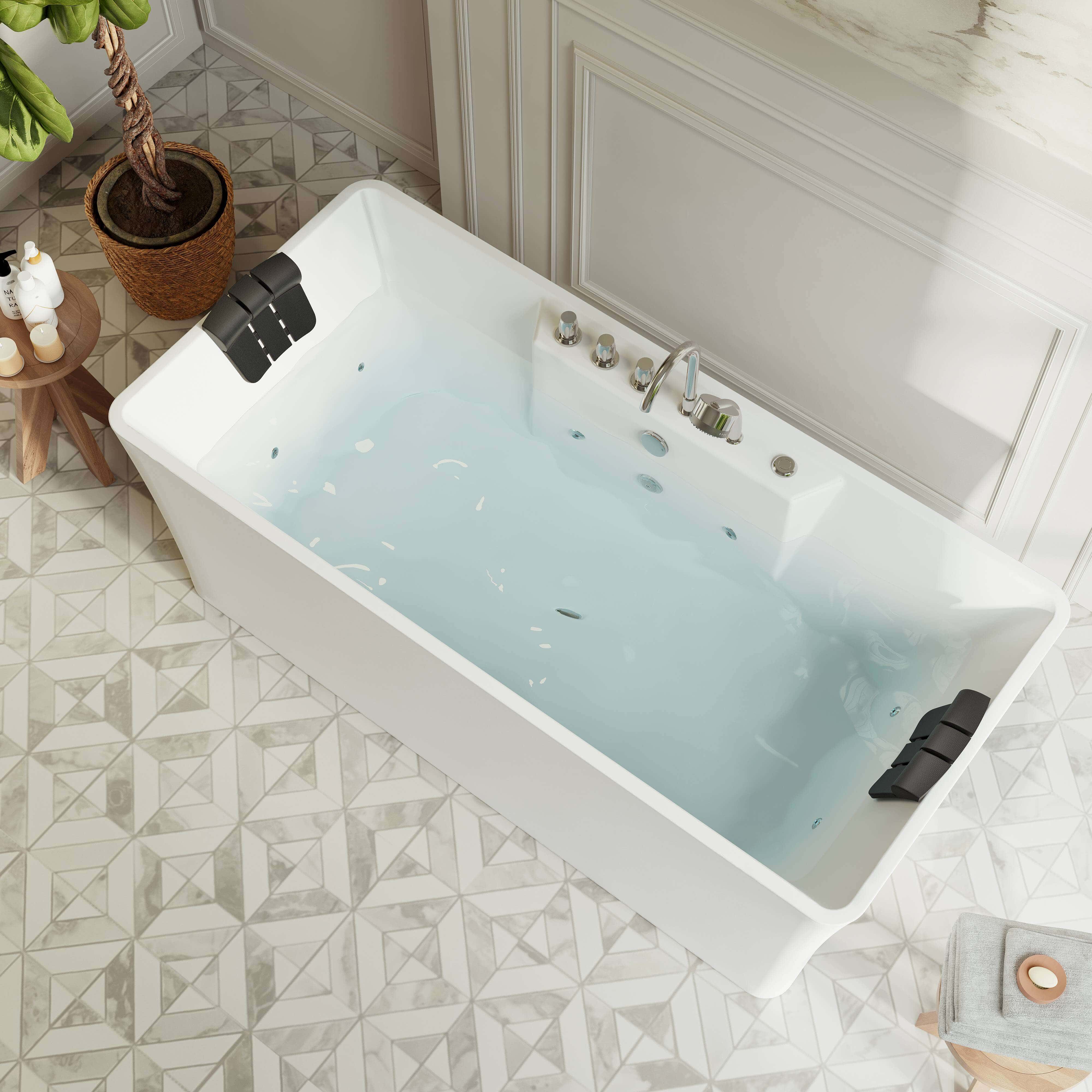 Empava-59AIS15-59" Freestanding Rectangle Whirlpool Bathtub with Center Drain-5