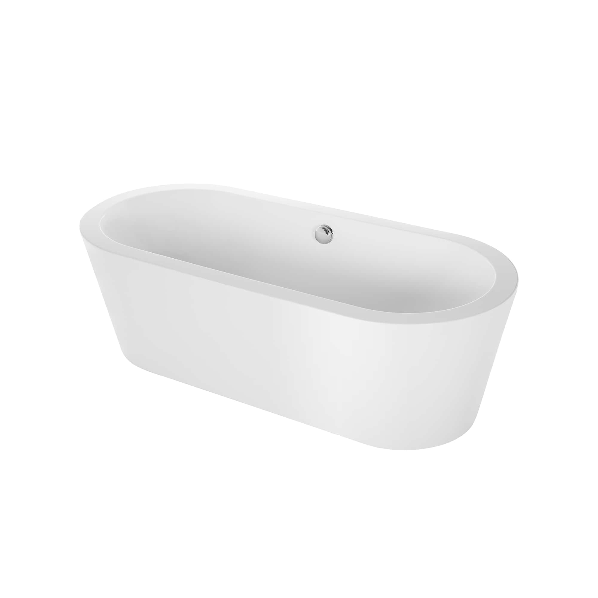 Empava-59FT1505 luxury freestanding acrylic soaking oval modern white SPA bathtub