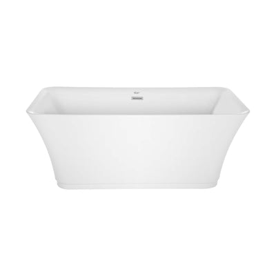 Empava-59FT1511 luxury acrylic soaking rectangular modern stand alone white SPA bathtub front view