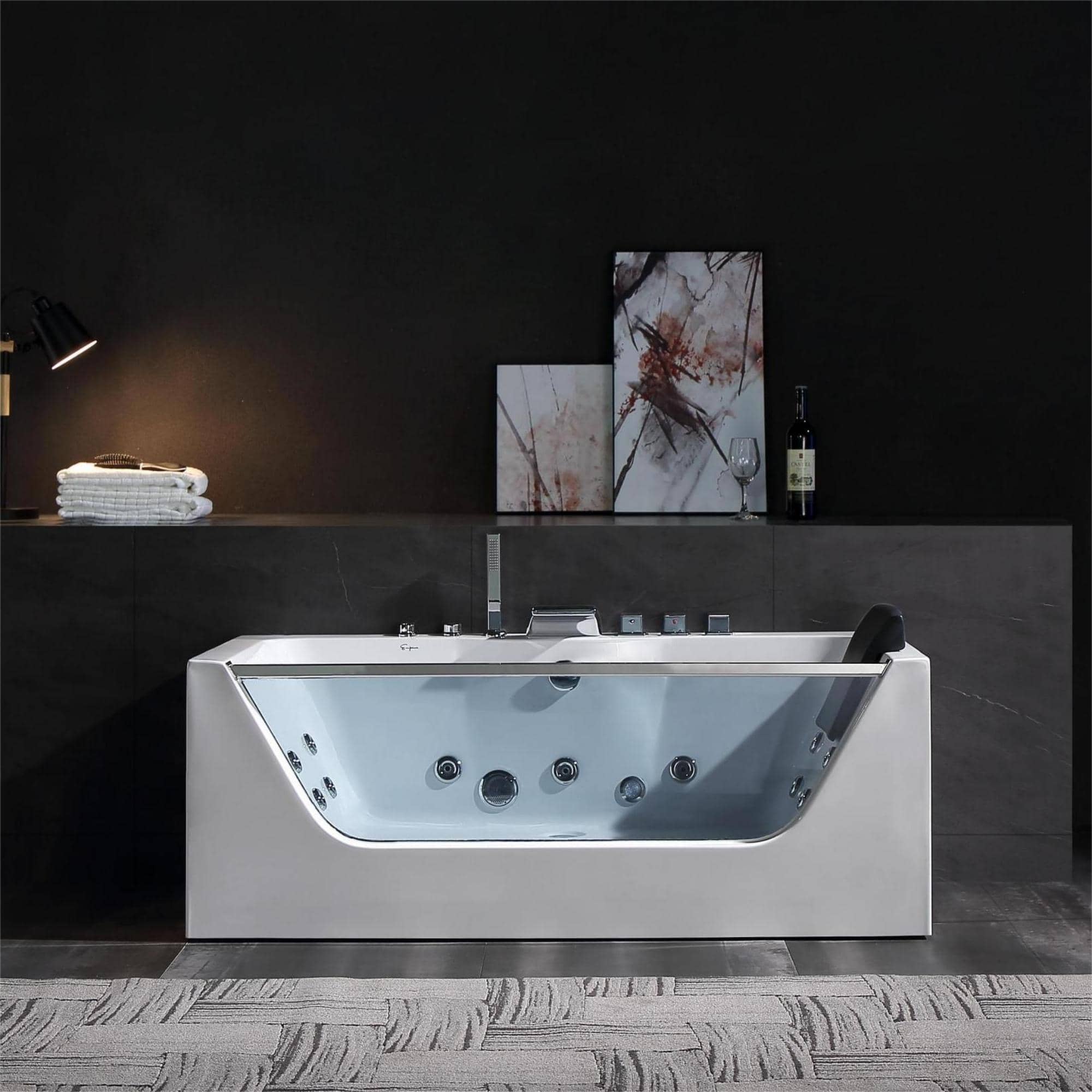 EMPV-59JT408LED-59" Alcove LED Whirlpool Bathtub with Center Drain-1